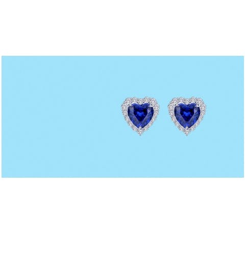 Sapphire Halo Heart Earrings