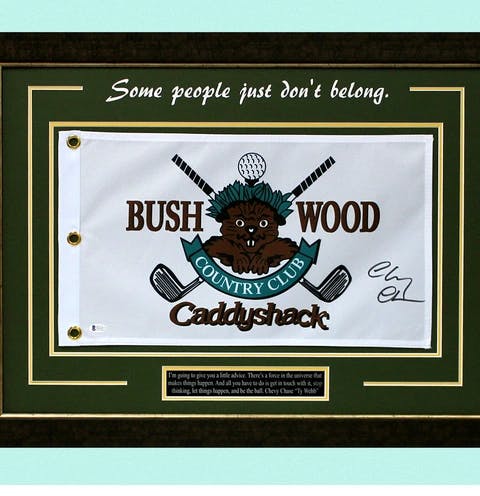 One-of-a-Kind Caddyshack Display: Authentic Chevy Chase Autographed Flag